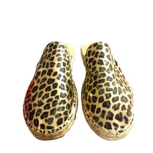 Boutique by Corky's Leopard Print with Gold Metallic Overlay Mule Slip Ons Sz.7